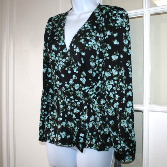 NWT INC International Floral Wrap Blouse Small - Picture 5 of 7